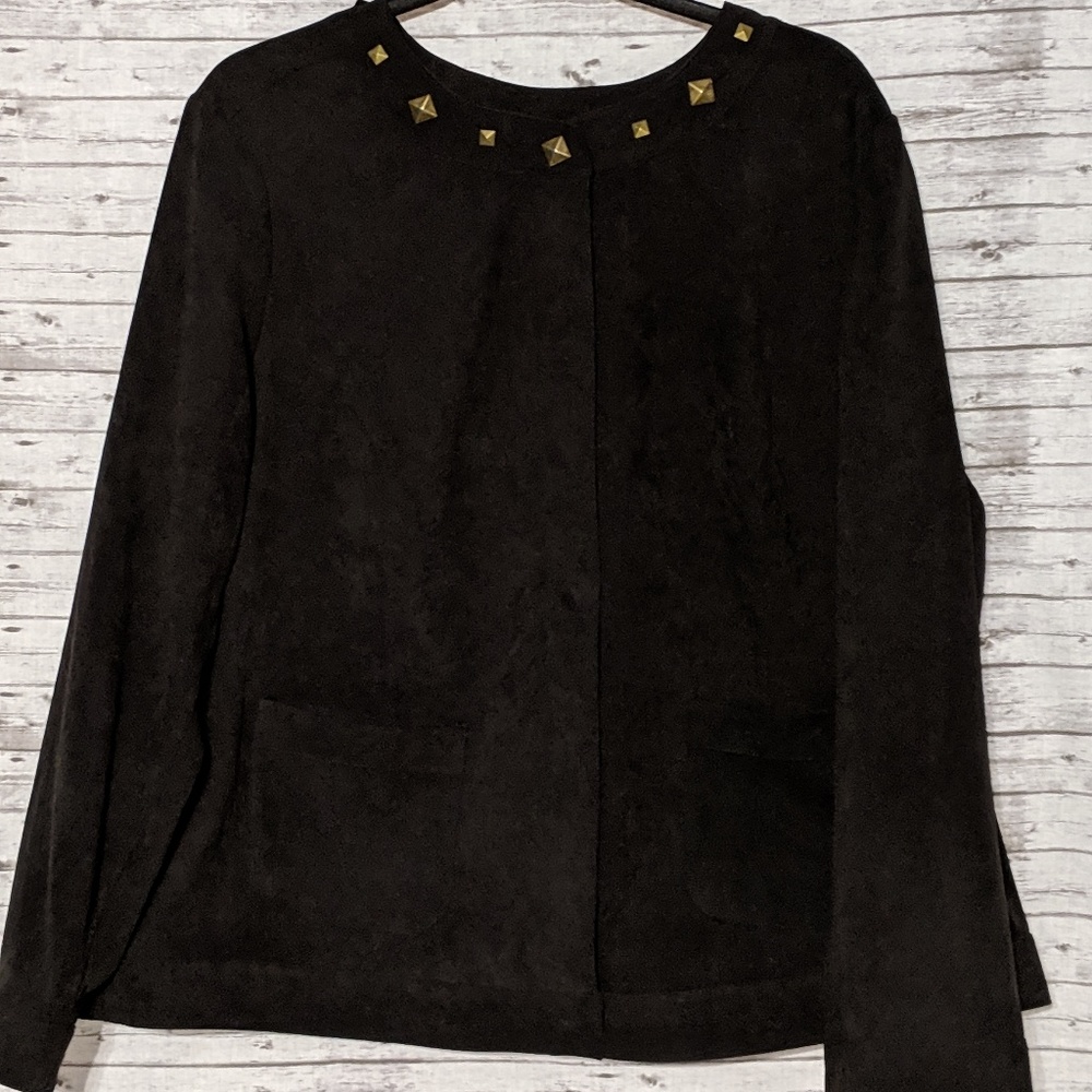 🦋 SagHarbor Womens SZ:1X coat faux suede  black